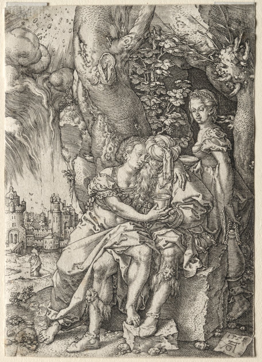Příběh Lota: Lot se svými dcerami, 1555. od Heinrich Aldegrever