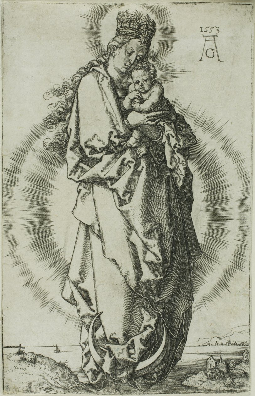 Panna a dítě na půlměsíci od Heinrich Aldegrever