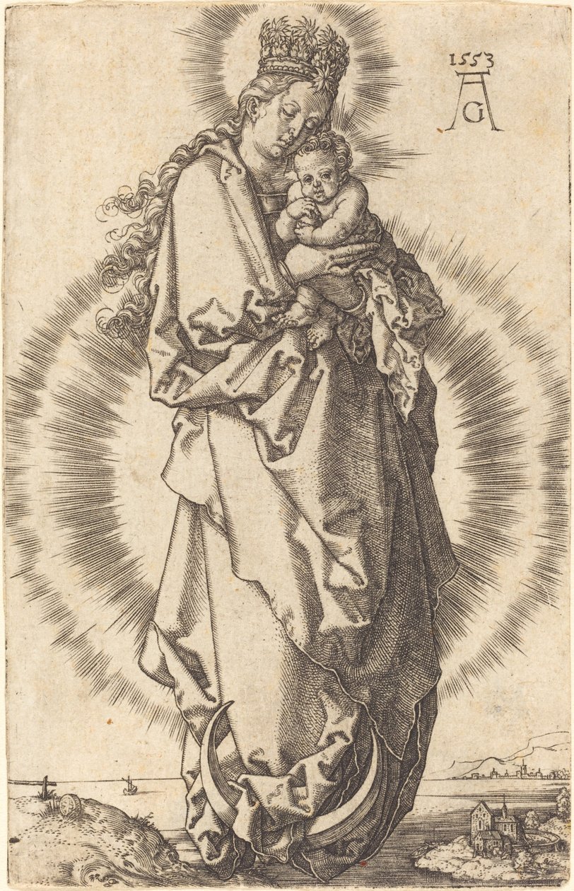 Panna s dítětem na půlměsíci od Heinrich Aldegrever
