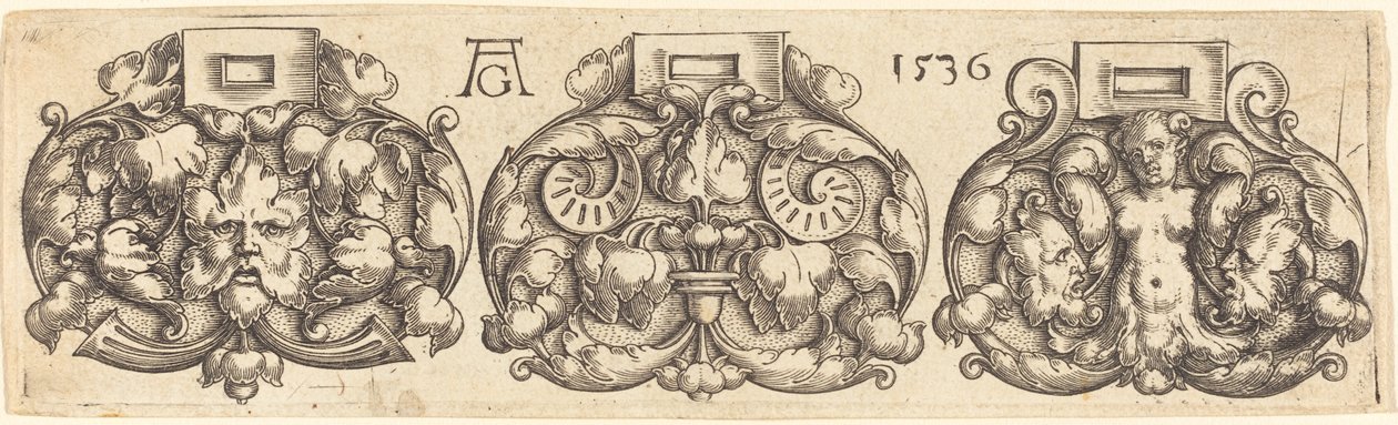 Tři spony pásů vedle sebe, 1536. od Heinrich Aldegrever