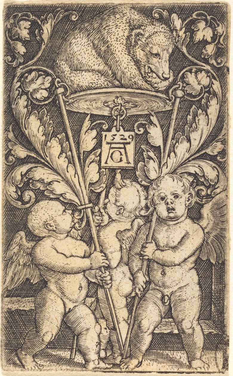 Tři Amorové a Medvěd od Heinrich Aldegrever