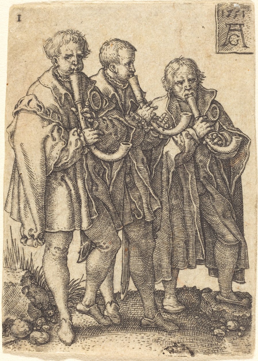 Tři hudebníci od Heinrich Aldegrever