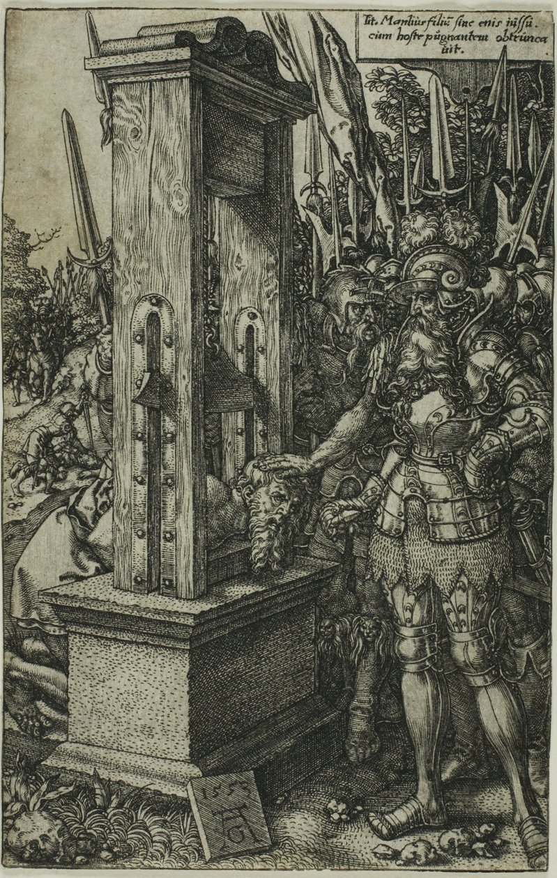 Titus Manlius stětí svého syna od Heinrich Aldegrever