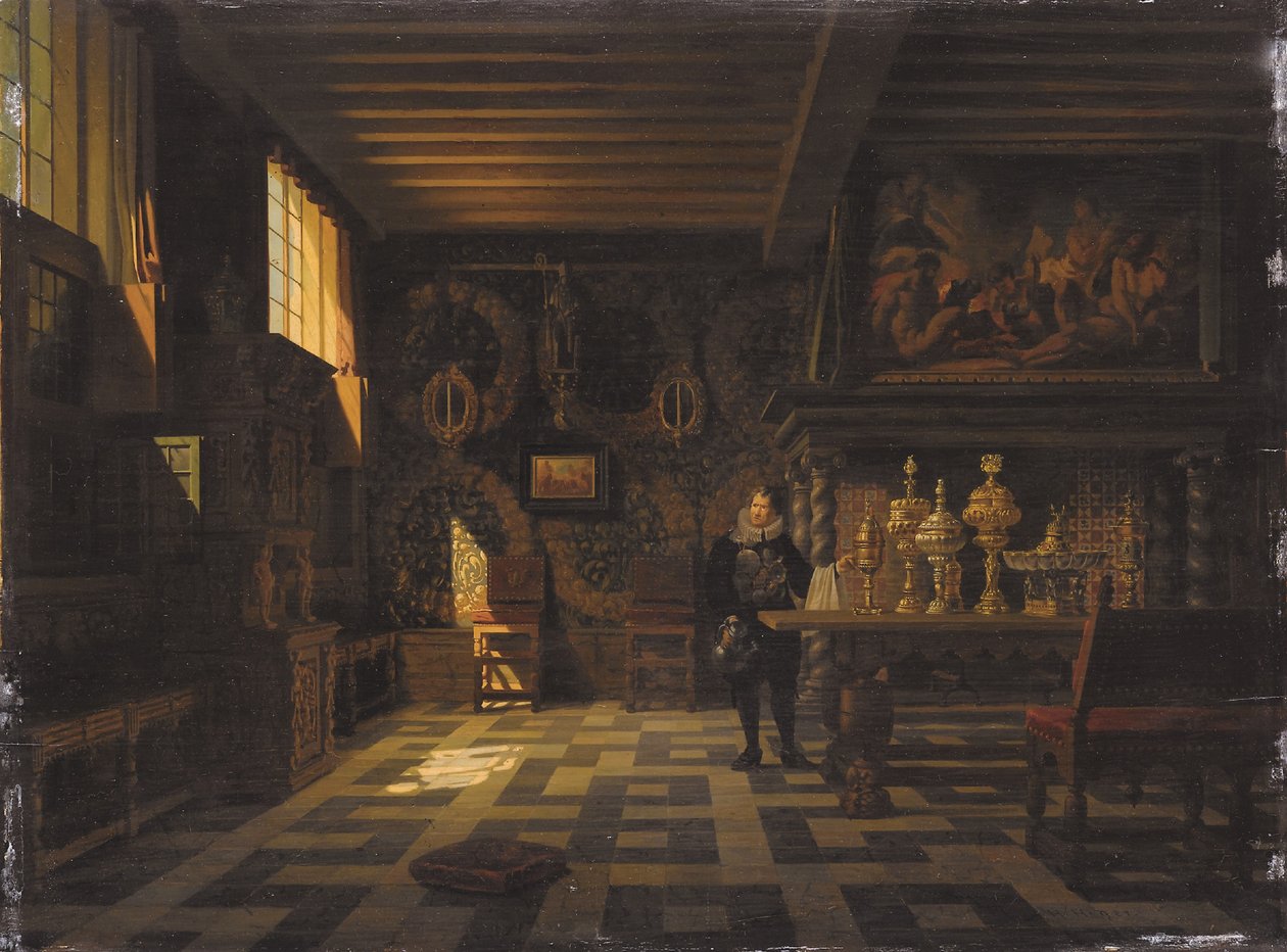 Interiér paláce ze 17. století (olej na plátně) od Heinrich Anton Heger