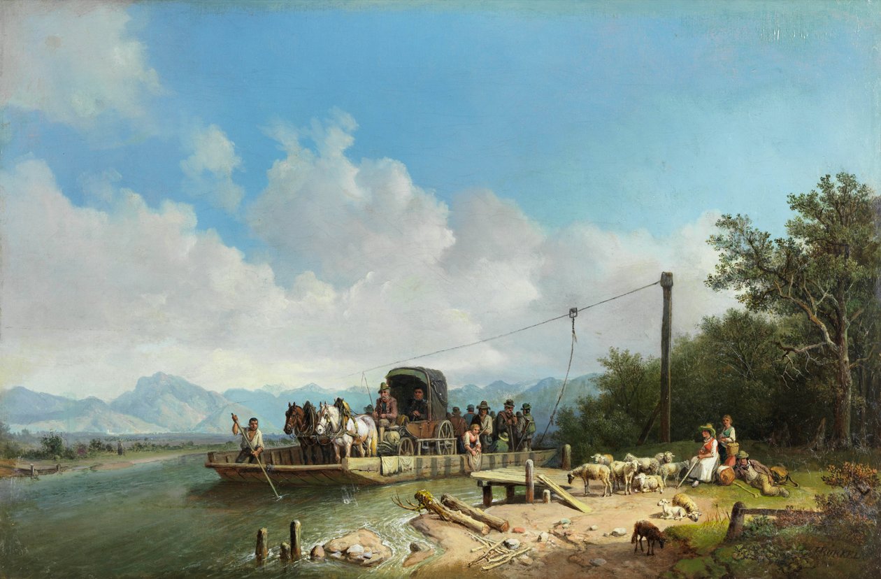 Heinrich Bürkel Přívoz na hostinci c1867 od Heinrich Burkel