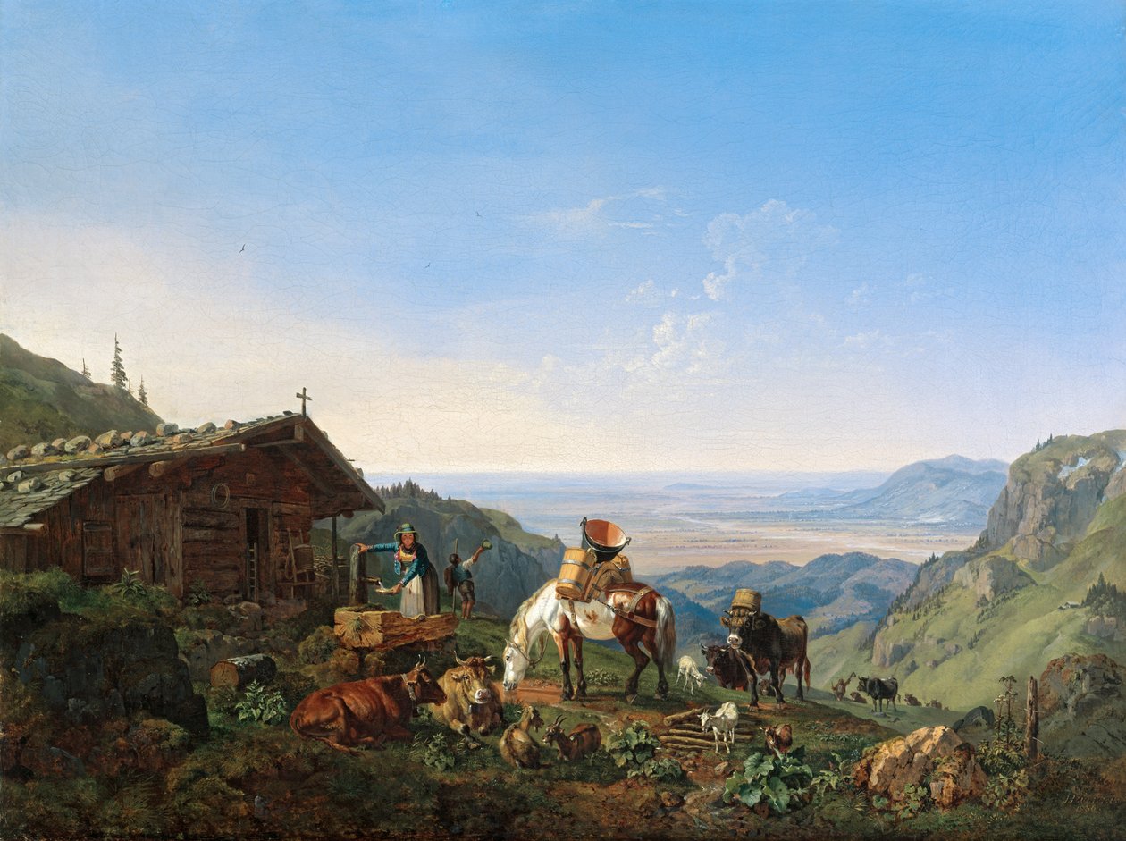 Výtah na Alm na Benediktenwand od Heinrich Burkel