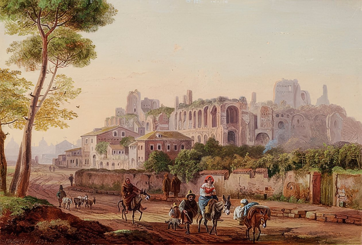 Římská pouliční scéna před Palatinem. 1832 od Heinrich Burkel