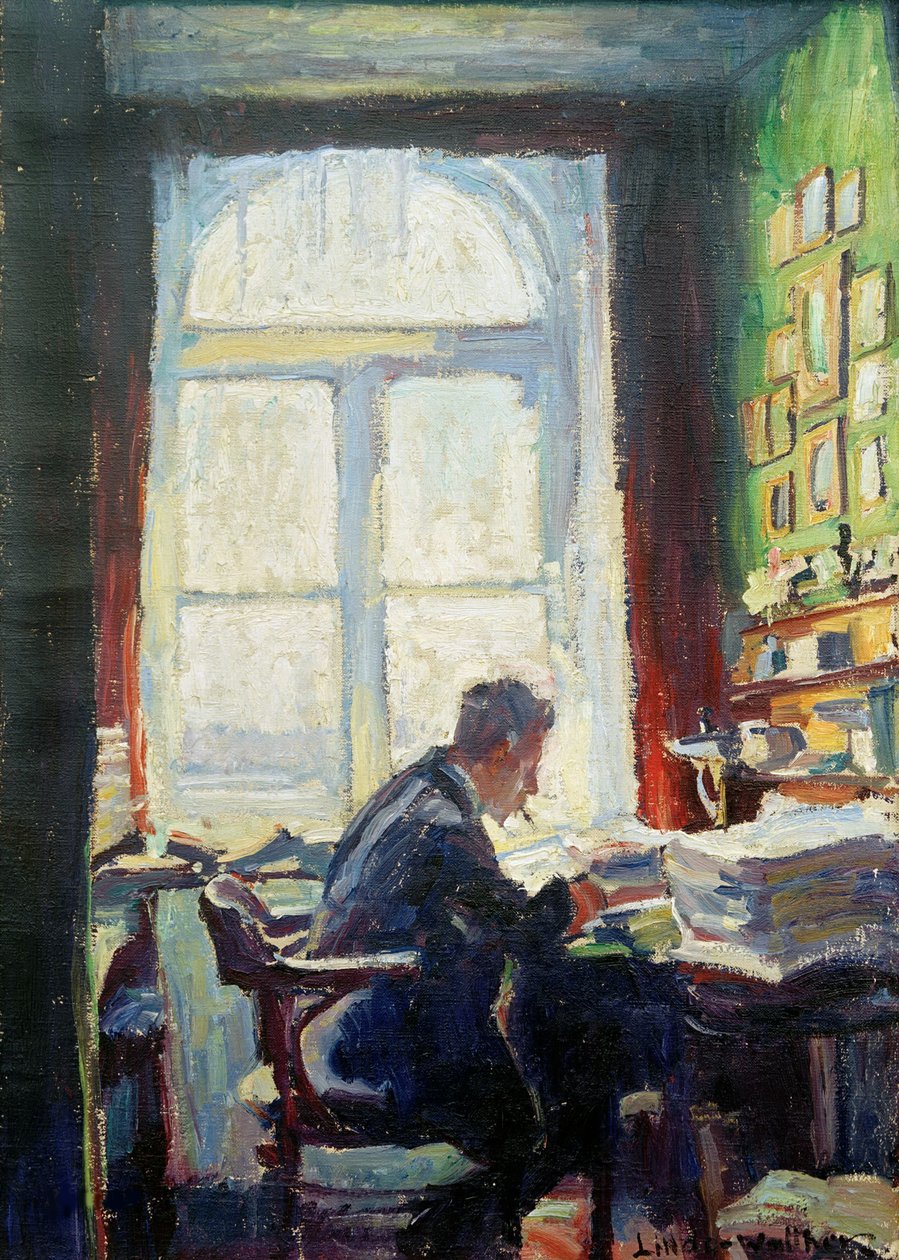 Básník Caesar Flaischlen u stolu, 1912. od Heinrich Eduard Linde Walther