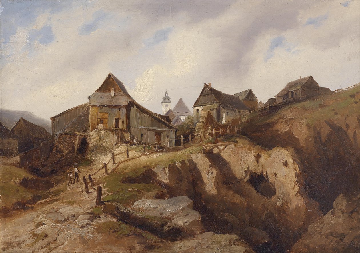 Vesnice poblíž Altenbergu od Heinrich Eduard Müller