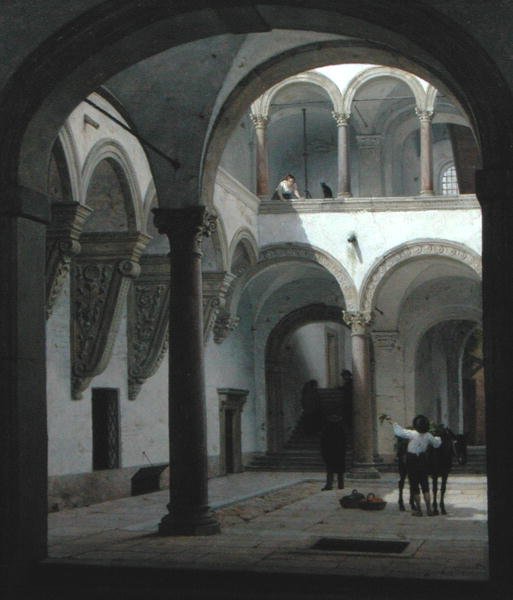 Nádvoří Palazzo Fava, Bologna od Heinrich Hansen