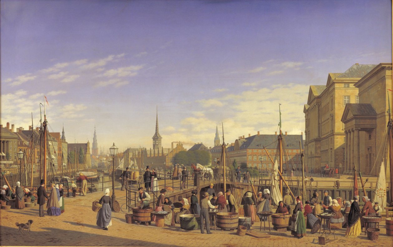 Pohled z Gammel Strand směrem na Christiansborg od Heinrich Hansen