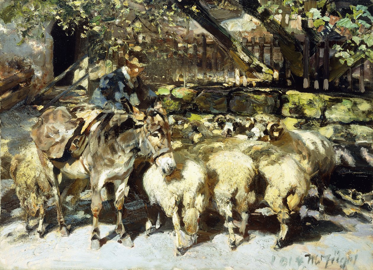 Pastýř se svým stádem od Heinrich Johann von Zugel