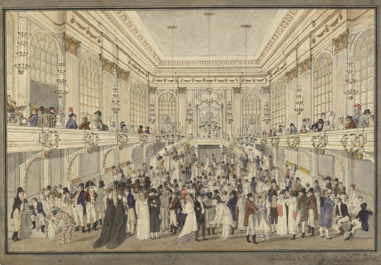 Maskovaný ples v Redutensaal ve vídeňském Hofburgu, c. 1815. od Heinrich Joseph Schütz