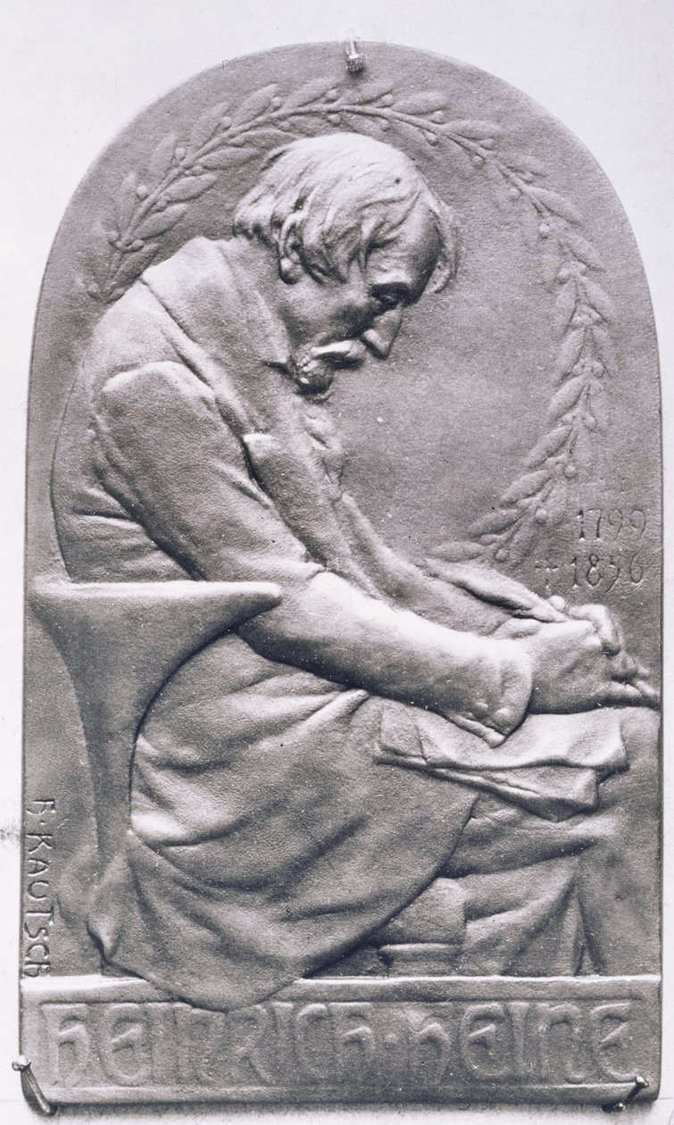 Portrétní medailon Heinricha Heineho (1797-1856) (bronz) (čb foto) od Heinrich Kautsch