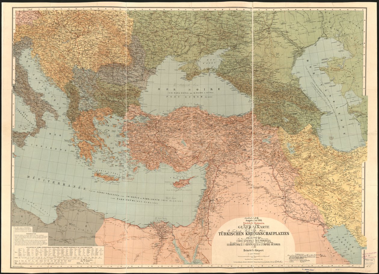Generální mapa tureckého válčiště - podle Carte Generale des Provinces Europeennes et Asiatiques de L