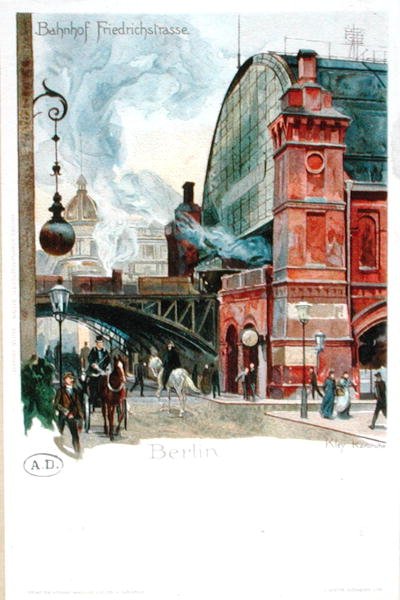 Nádraží na Friedrichstrasse, Berlín, kolem roku 1900 (barevná litografie) od Heinrich Kley