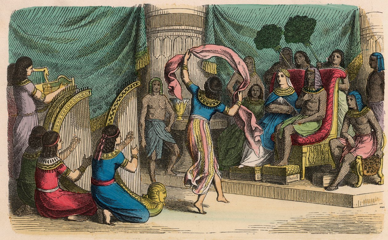 Starověký Egypt: Hudba a tanec před králem od Heinrich Leutemann