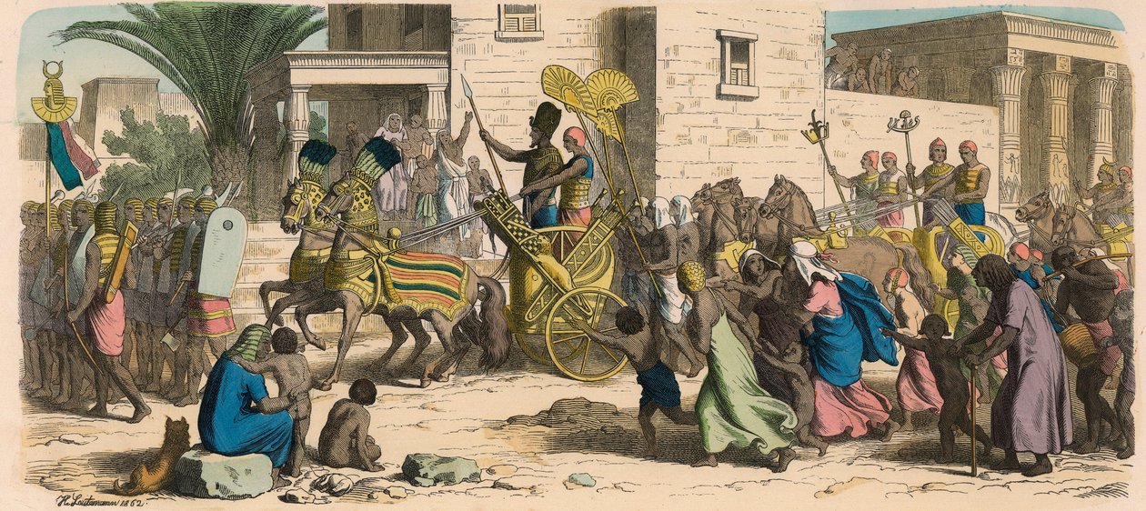 Starověký Egypt: Faraon pochodující do války od Heinrich Leutemann