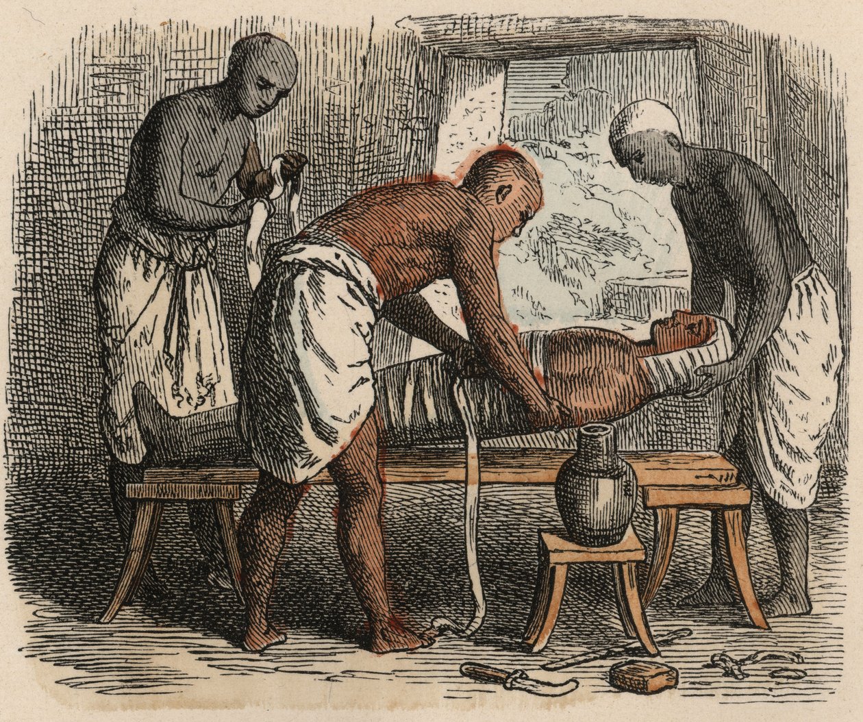 Starověký Egypt: Obalování mumie, 1866 od Heinrich Leutemann