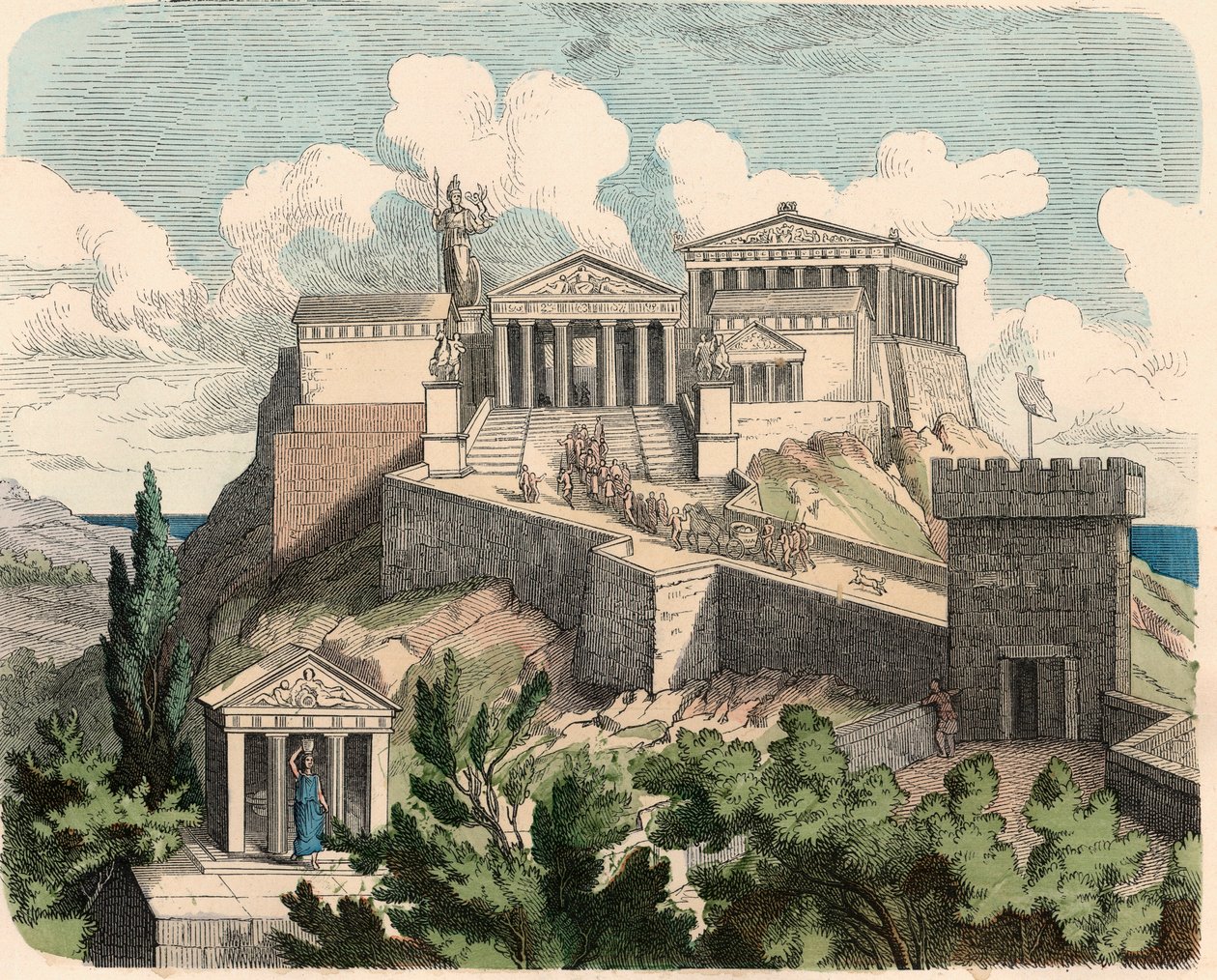 Starověké Řecko: Athény, Akropole - Parthenon od Heinrich Leutemann