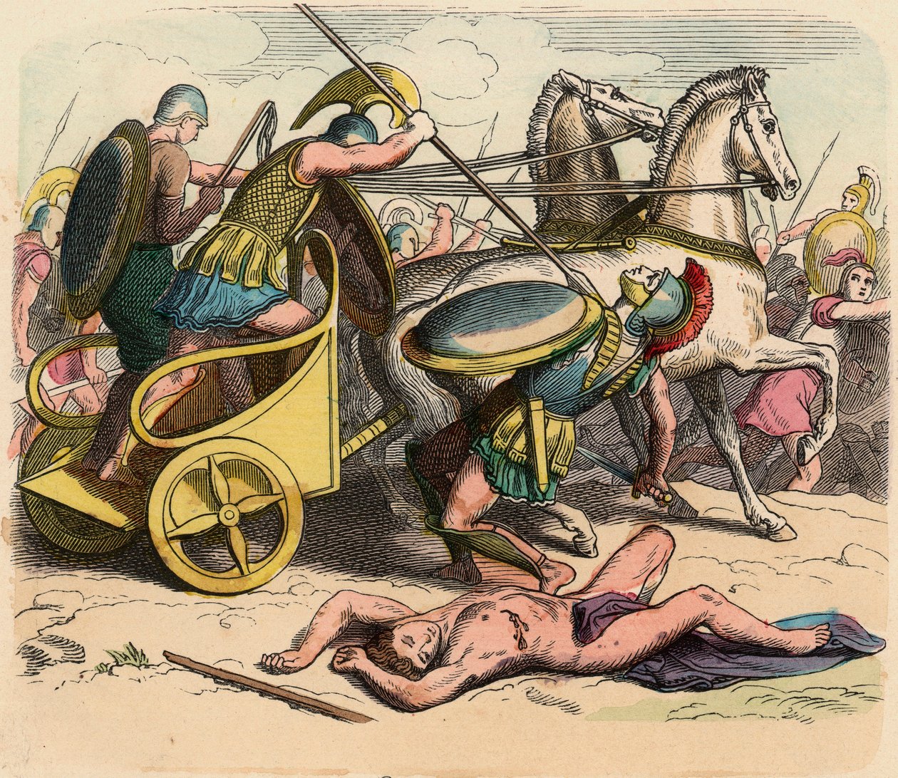 Starověké Řecko: Řecká armáda, Řecko v době králů, válečný vůz od Heinrich Leutemann