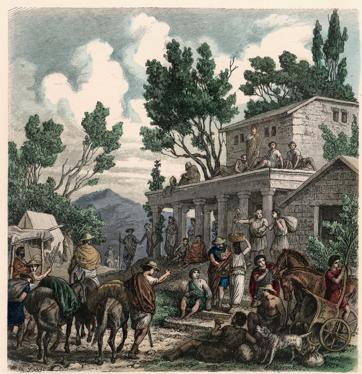 Starověké Řecko: Cesta do Olympie v době olympijských her, 1866 od Heinrich Leutemann