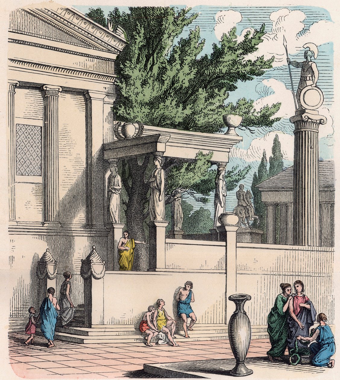 Starověké Řecko: Svatý olivovník na zámku (Acropolis) v Aténách od Heinrich Leutemann