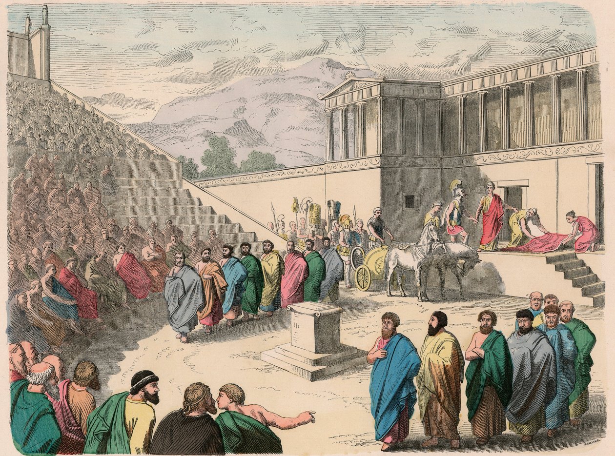 Starověké Řecko: Divadlo - inscenace tragédie Agamemnon od Heinrich Leutemann