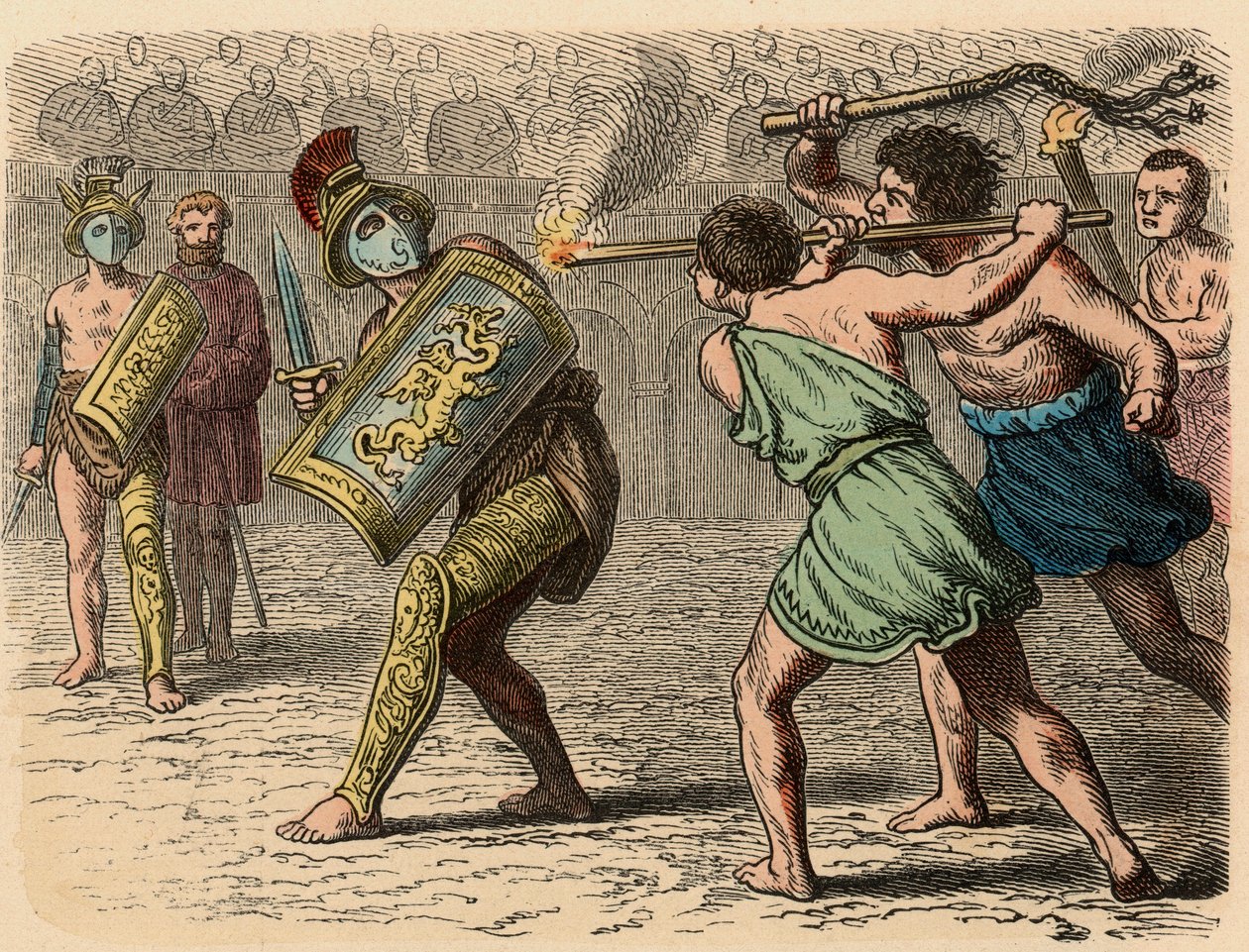 Starověký Řím: Zbabělý gladiátor zapojený do boje, 1866 od Heinrich Leutemann