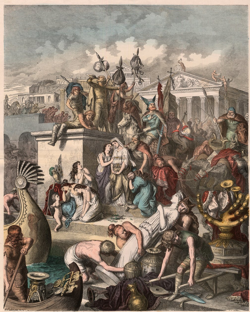 Starověký Řím: Plundrování Říma vandaly, 2. června 455, 1866 od Heinrich Leutemann