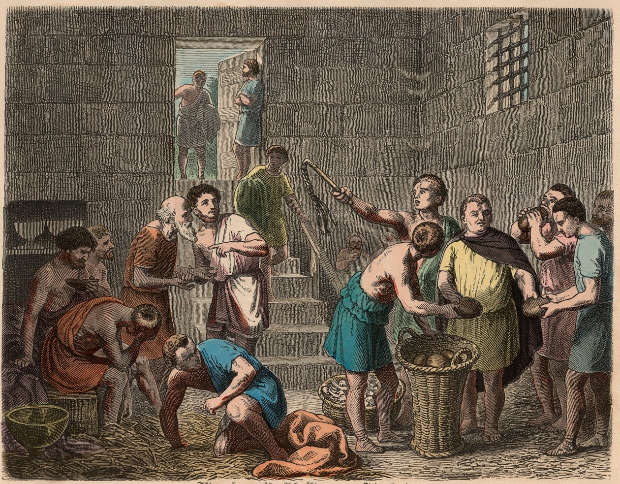 Starověký Řím: distribuce jídla otrokům večer, 1866 od Heinrich Leutemann