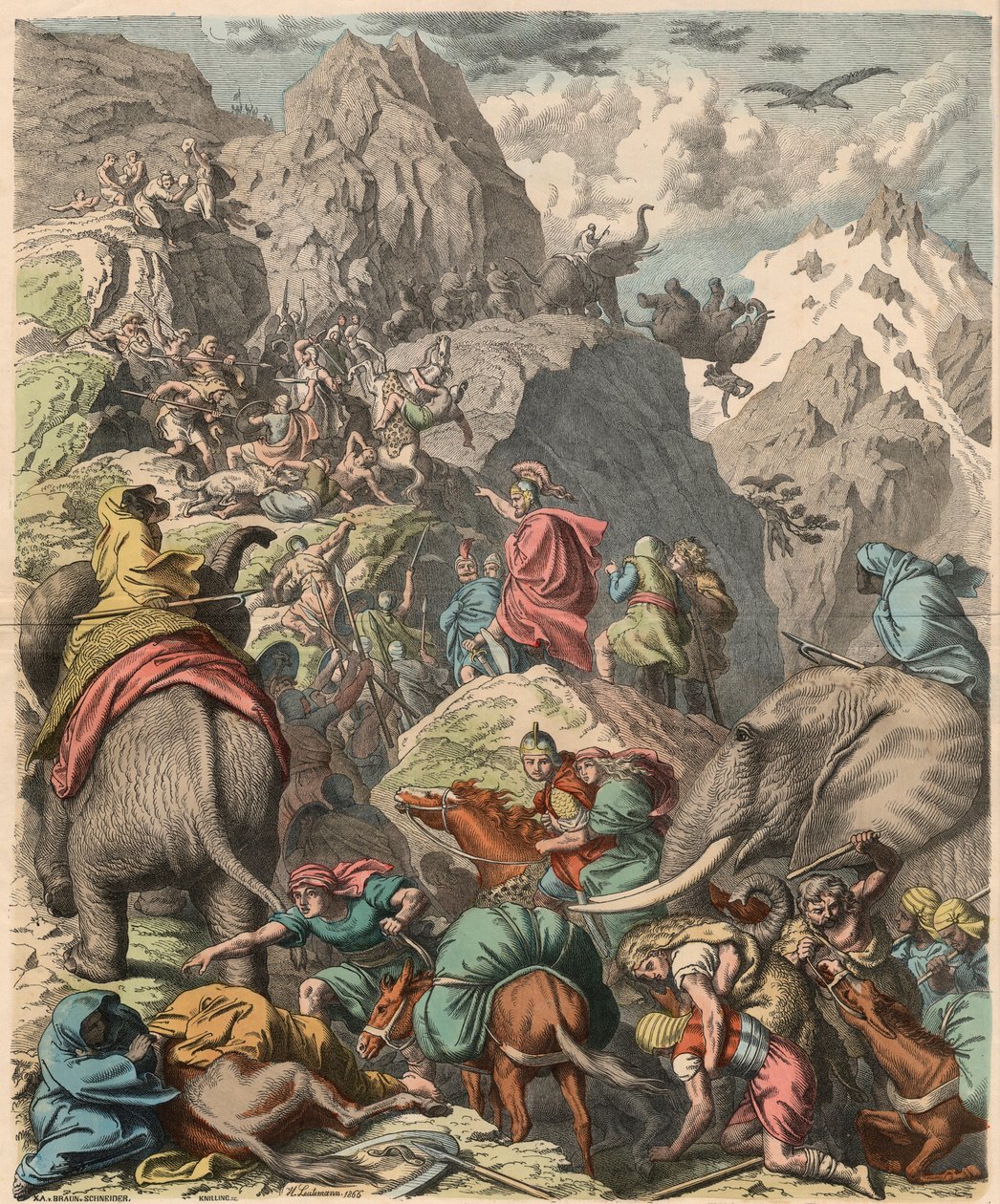 Druhá punská válka: Hannibal překračující Alpy, 1866 od Heinrich Leutemann