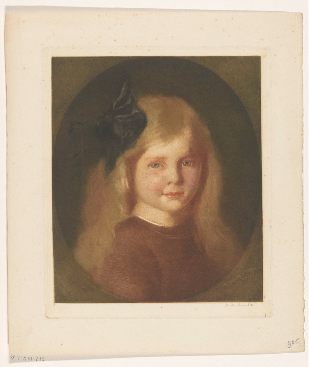 Portrét neznámé dívky od Heinrich M. Krabbé (signed by artist)