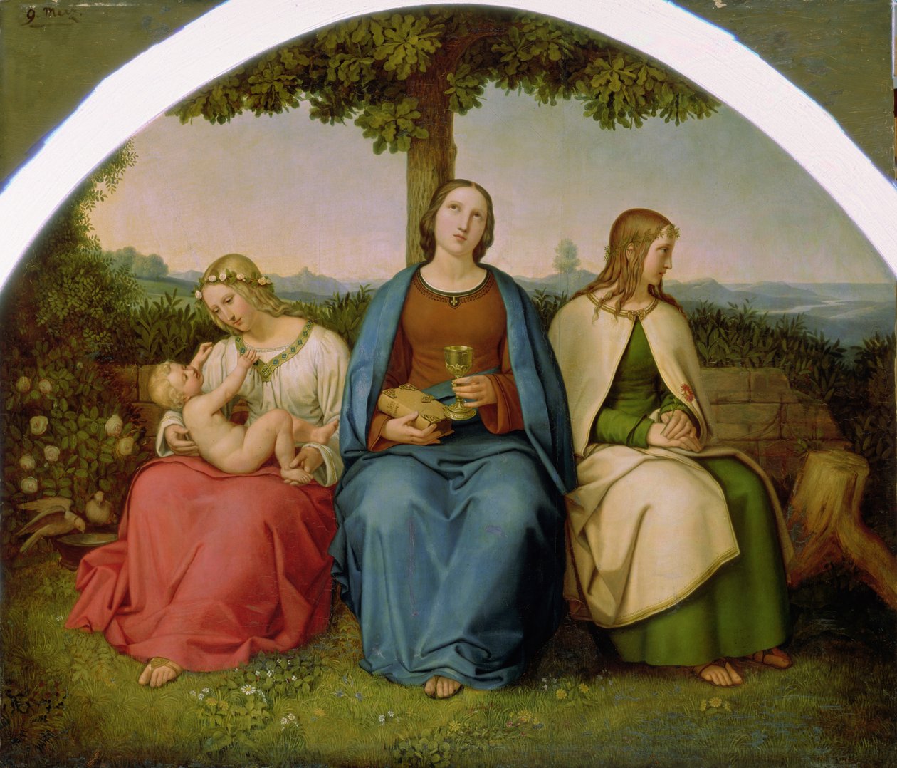 Víra, naděje a láska, 1819 (olej na dřevě) od Heinrich Maria von Hess