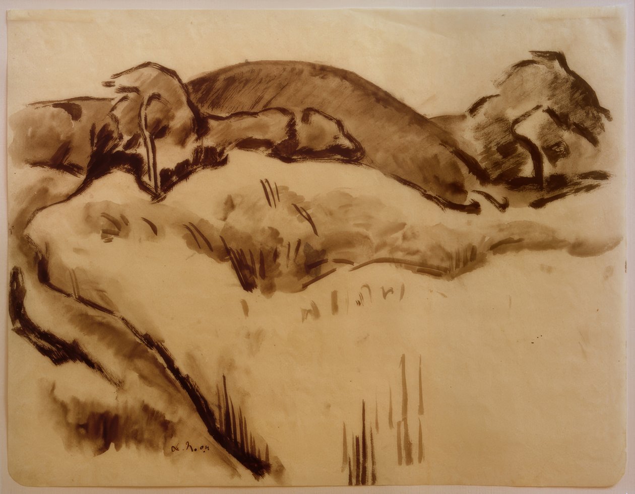 Krajina s pohořím od Heinrich Nauen