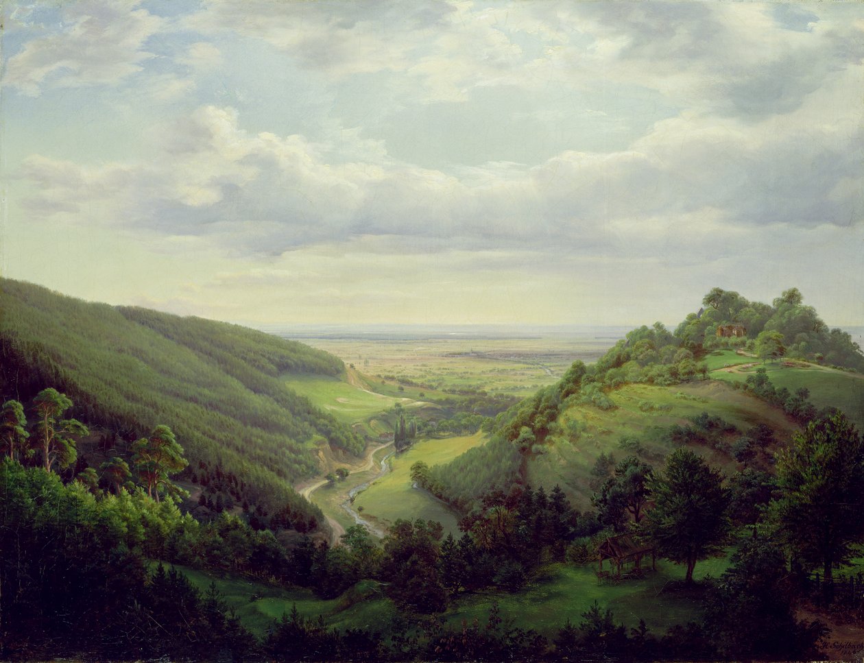 Pohled z hradu Heilenberg v Jugenheimu na Rýně, 1846 od Heinrich Schilbach