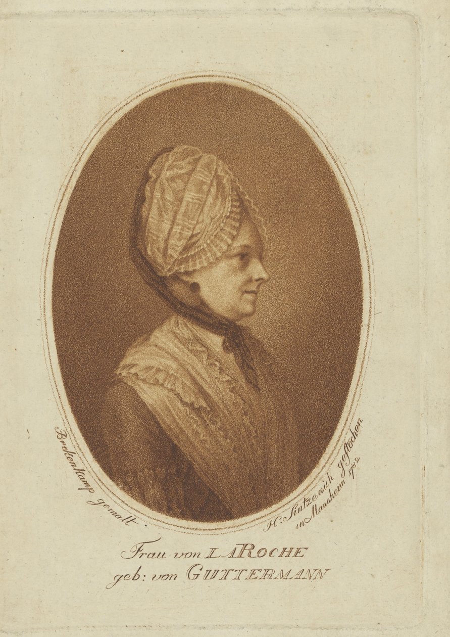 Sophie von La Roche, rozená Gutermann von Gutershofen 1730-1807, 1782. od Heinrich Sintzenich
