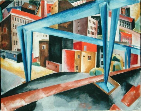 Viadukt před Vorsetzen v Hamburku, 1921 od Heinrich Stegemann