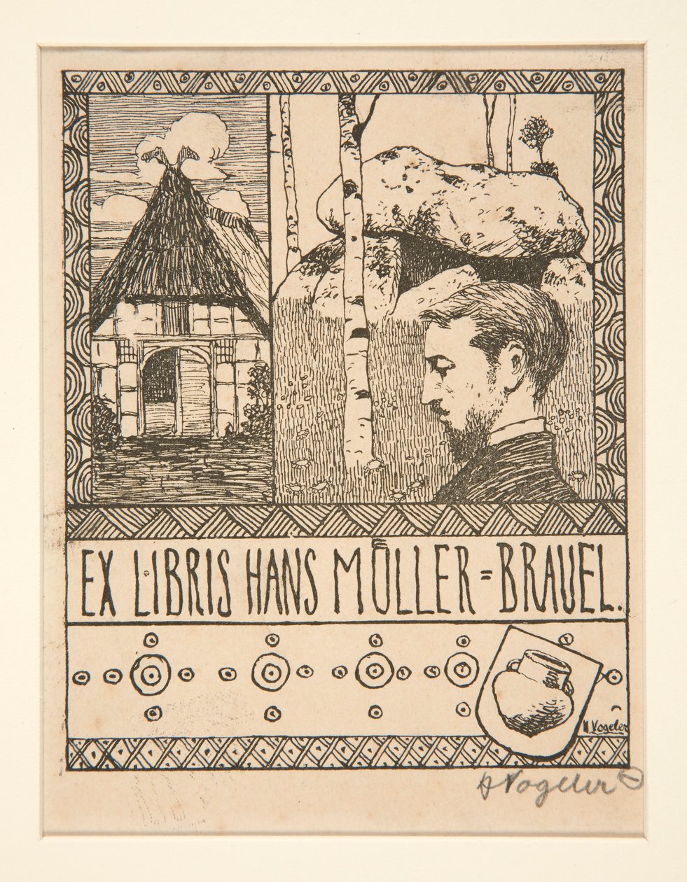 Knihovna: Ex Libris Hans Mueller-Brauel od Heinrich Vogeler