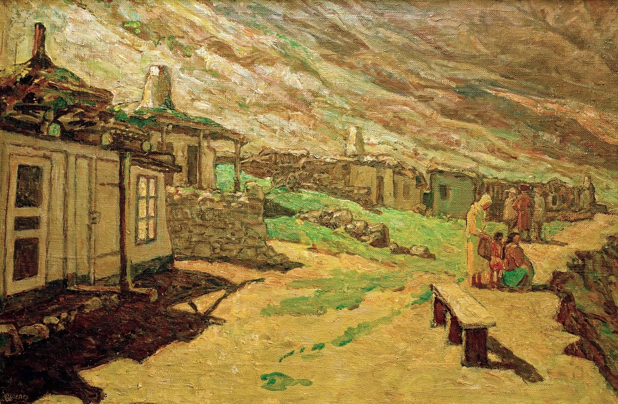 Stará vesnice na Kavkaze, 1940. od Heinrich Vogeler