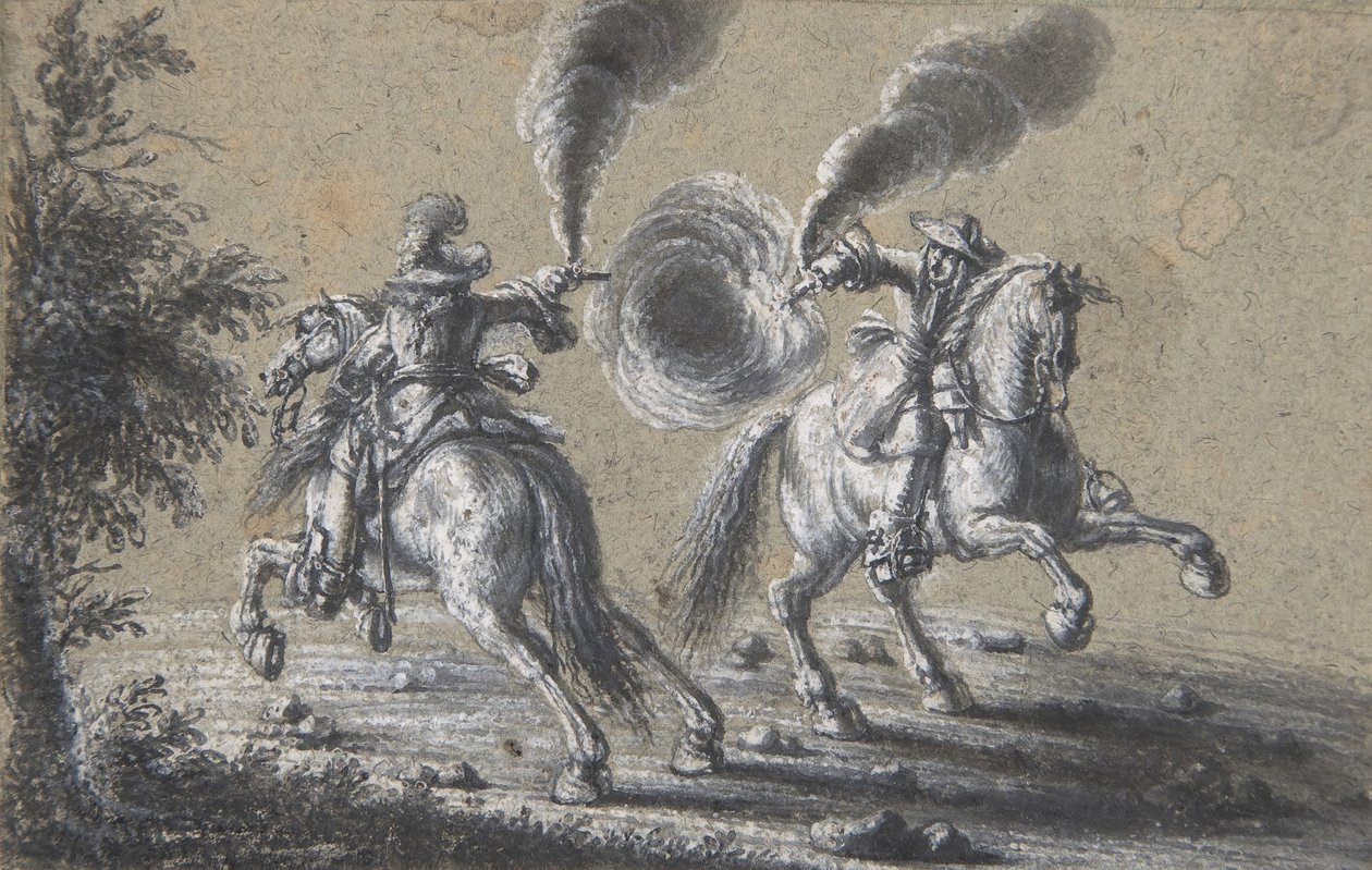 Dva jezdci střílející na sebe, 1600-1677. od Heinrich Werdmuller