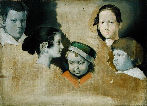 Pět nejstarších dětí malíře Julia Schnorra von Carolsfield (1794-1872), kolem 1839-40 od Heinrich Wilhelm Truebner