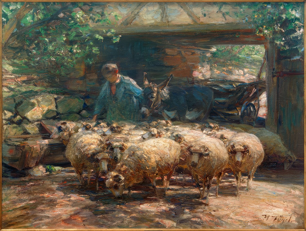 Pohánění stáda ovcí od Heinrich von Zügel