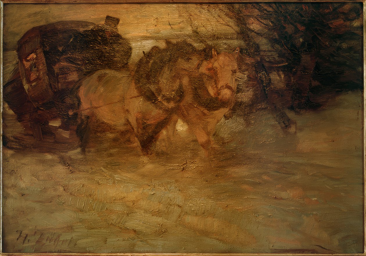 Dostavník ve sněhu od Heinrich von Zügel