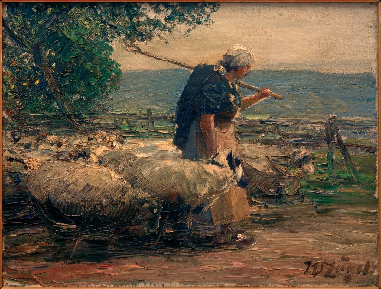 Pastýřka se stádem od Heinrich von Zügel