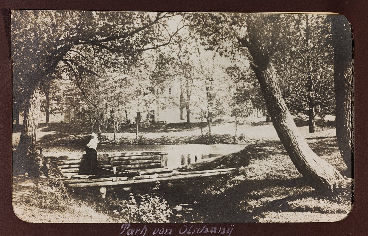 První světová válka: „Ukrajina v letech 1914-1916 během invaze německé armády. Park (černobílá fotografie) od Heldenfriedhof Dsessentniki (attr. to)