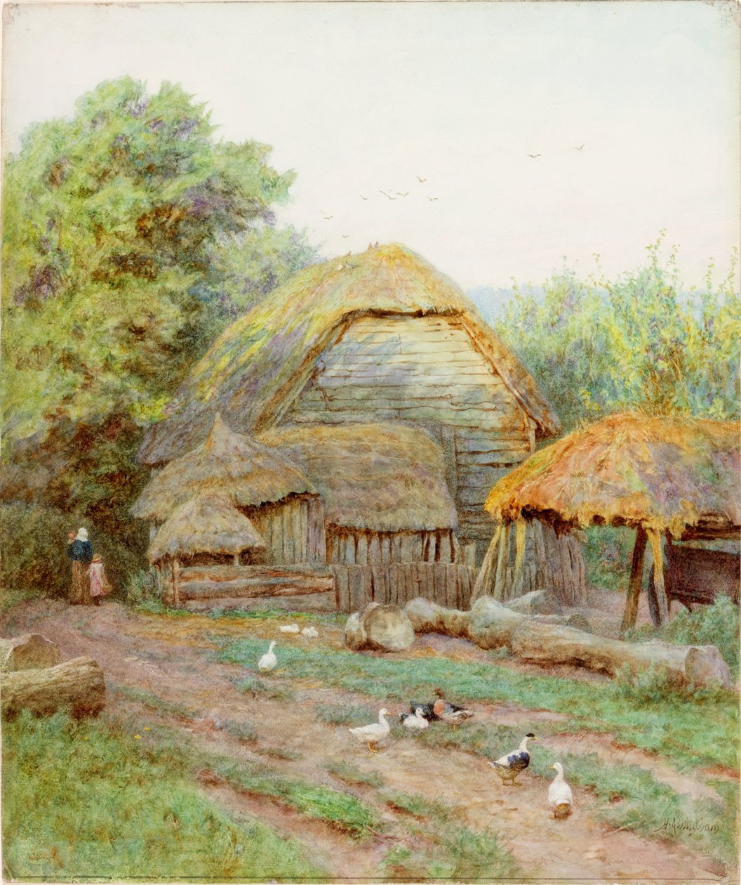 Na farmě Berkshire (tělová barva) od Helen Allingham