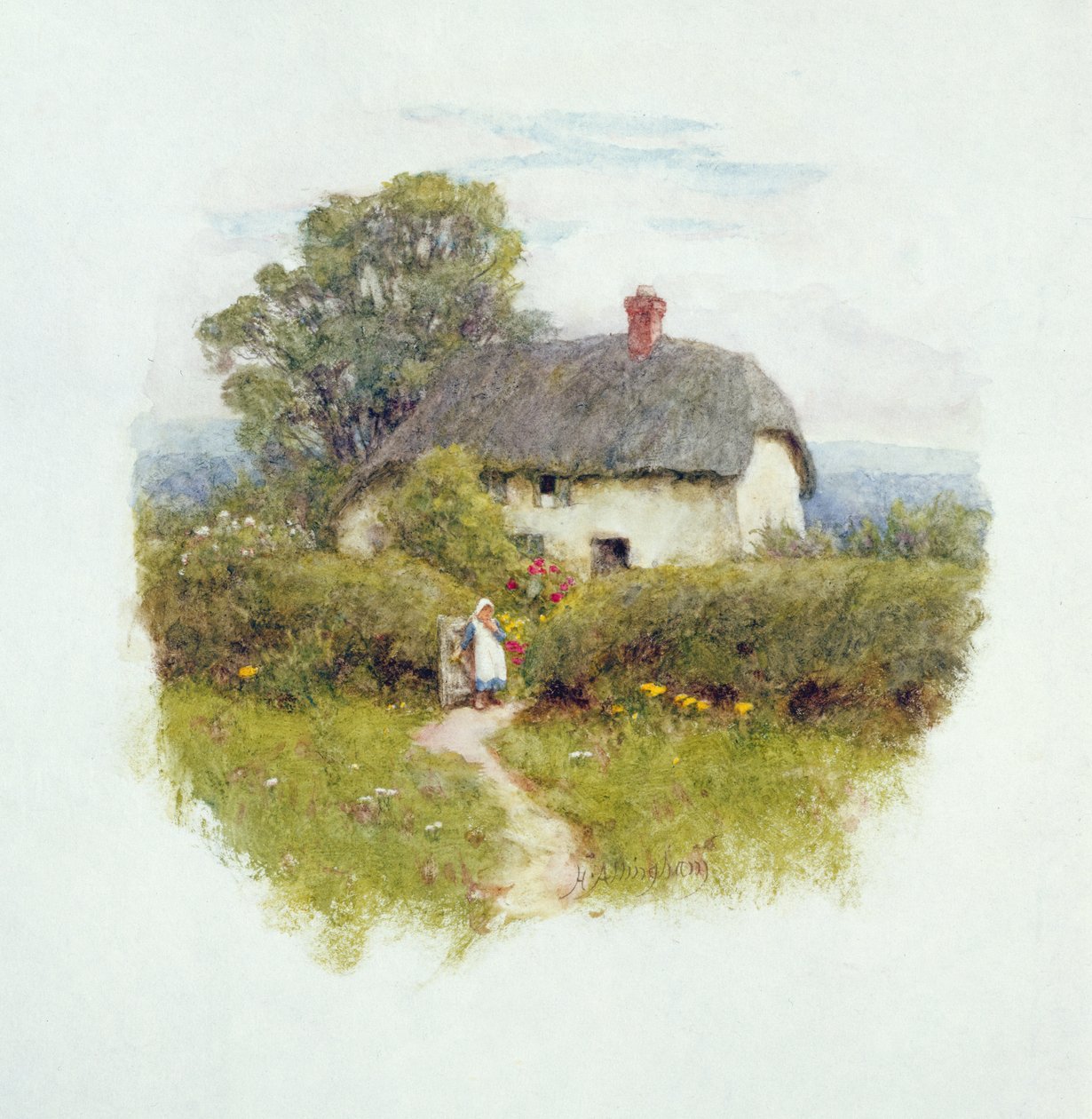 Mladá dívka u brány do chaty (wc na papíře) od Helen Allingham