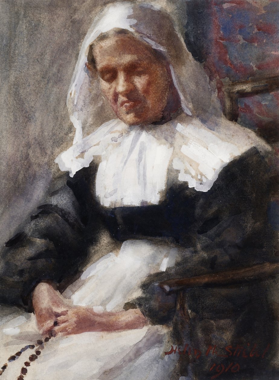 Jeptiška odříkává růženec, 1910 od Helen M. Stiebel