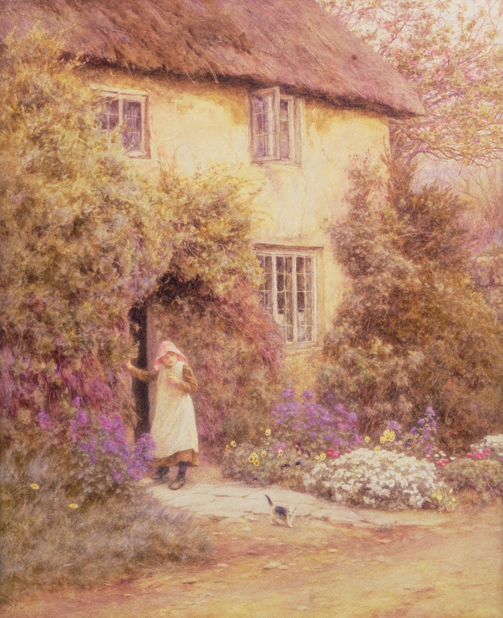 Dveře do chaty (akvarel) od Helen Allingham